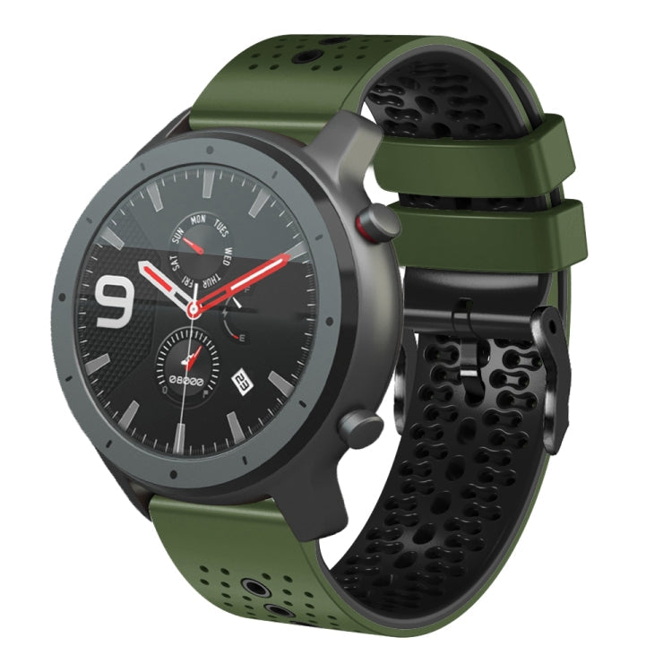 22mm Perforated Two-Color Silicone Watch Band, For Amazfit 3, For Amazfit GTR 47mm