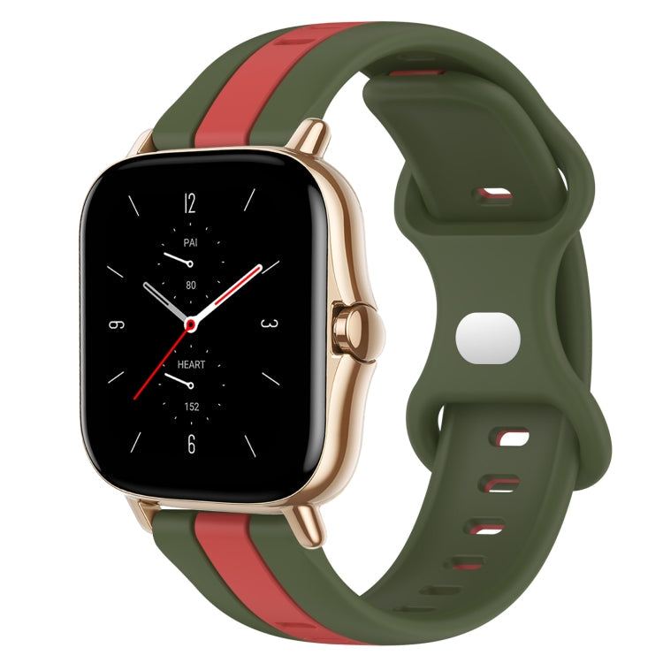 20mm Butterfly Buckle Two-Color Silicone Watch Band, For Amazfit GTS 2, For Amazfit GTS
