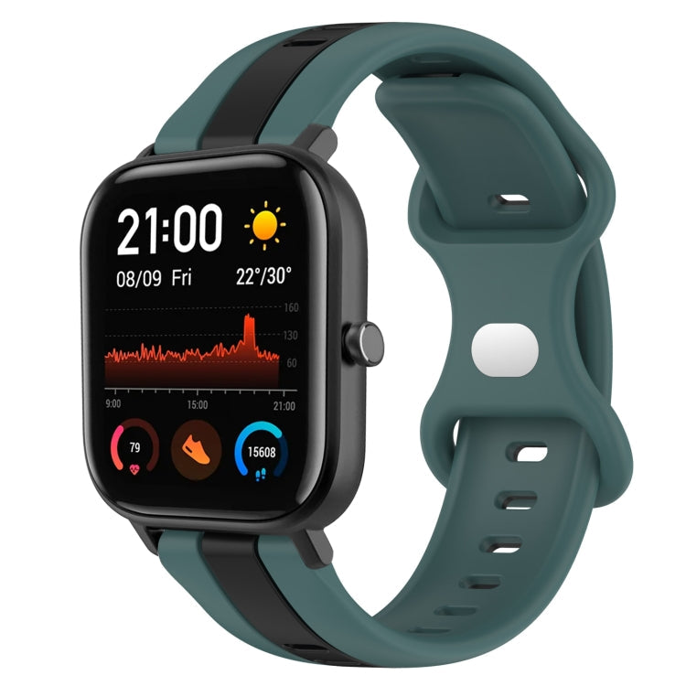 20mm Butterfly Buckle Two-Color Silicone Watch Band, For Amazfit GTS 2, For Amazfit GTS