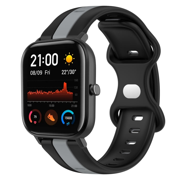 20mm Butterfly Buckle Two-Color Silicone Watch Band, For Amazfit GTS 2, For Amazfit GTS
