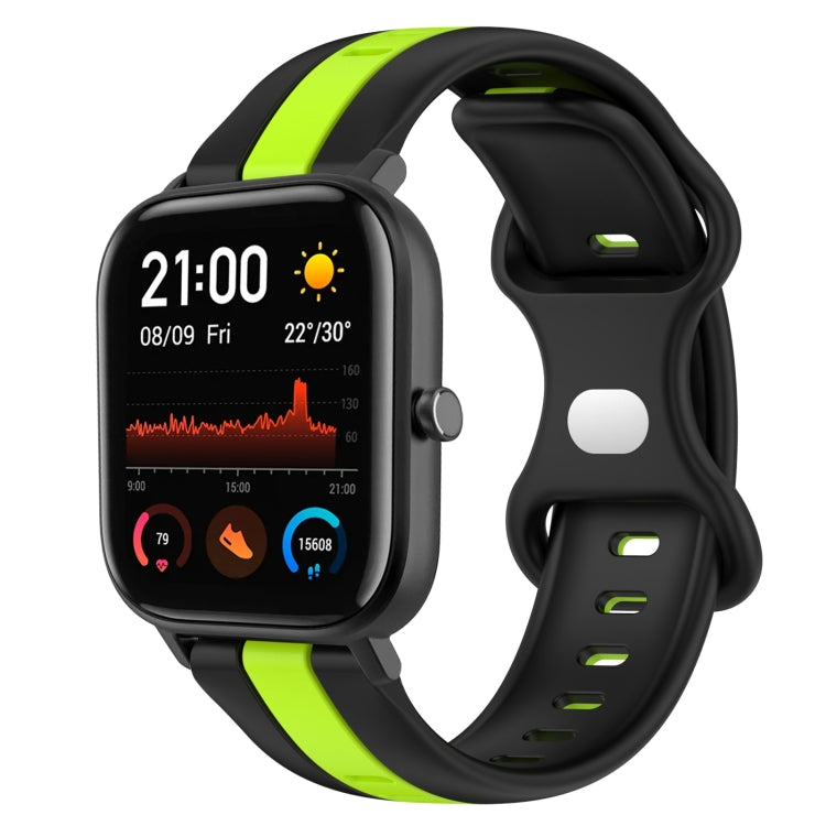 20mm Butterfly Buckle Two-Color Silicone Watch Band, For Amazfit GTS 2, For Amazfit GTS