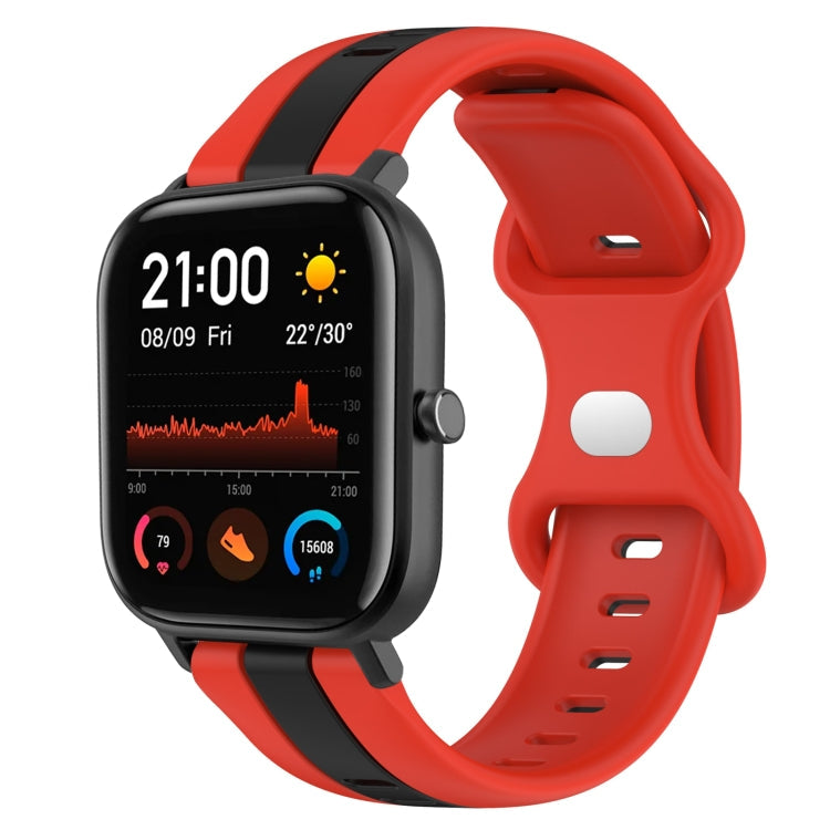 20mm Butterfly Buckle Two-Color Silicone Watch Band, For Amazfit GTS 2, For Amazfit GTS