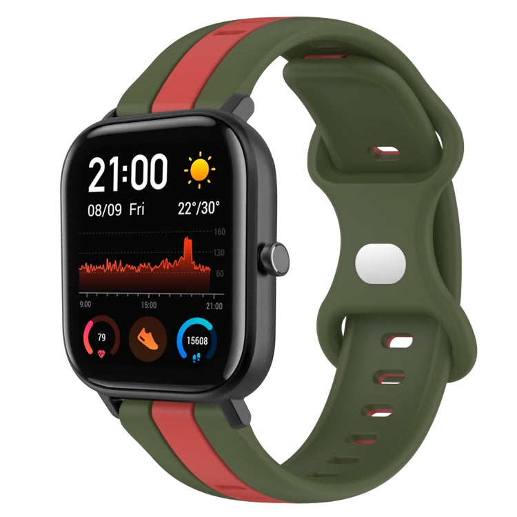 20mm Butterfly Buckle Two-Color Silicone Watch Band, For Amazfit GTS 2, For Amazfit GTS