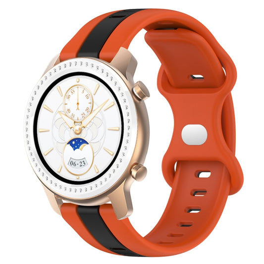 20mm Butterfly Buckle Two-Color Silicone Watch Band, For Amazfit GTR 42mm, For Amazfit Pop Pro