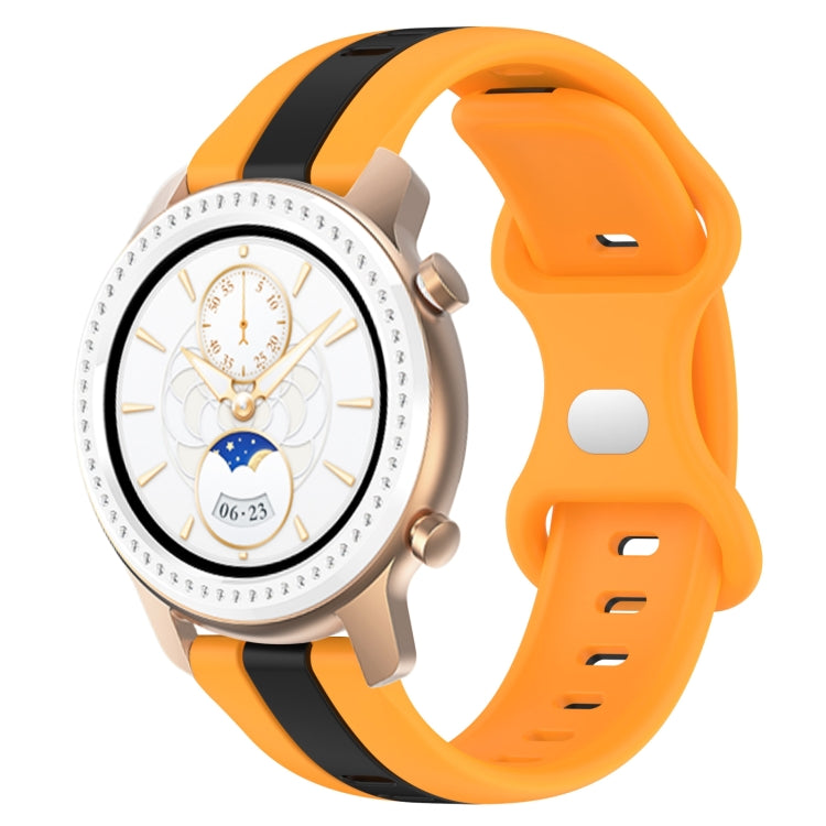 20mm Butterfly Buckle Two-Color Silicone Watch Band, For Amazfit GTR 42mm, For Amazfit Pop Pro