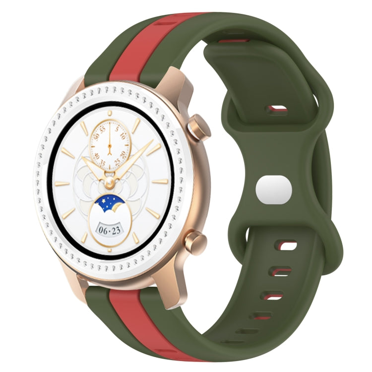 20mm Butterfly Buckle Two-Color Silicone Watch Band, For Amazfit GTR 42mm, For Amazfit Pop Pro