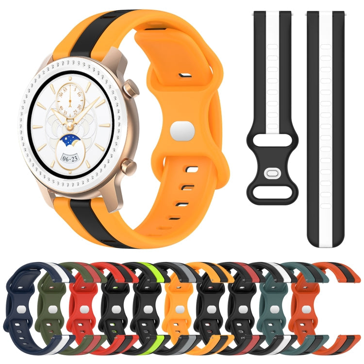 20mm Butterfly Buckle Two-Color Silicone Watch Band, For Amazfit GTR 42mm, For Amazfit Pop Pro