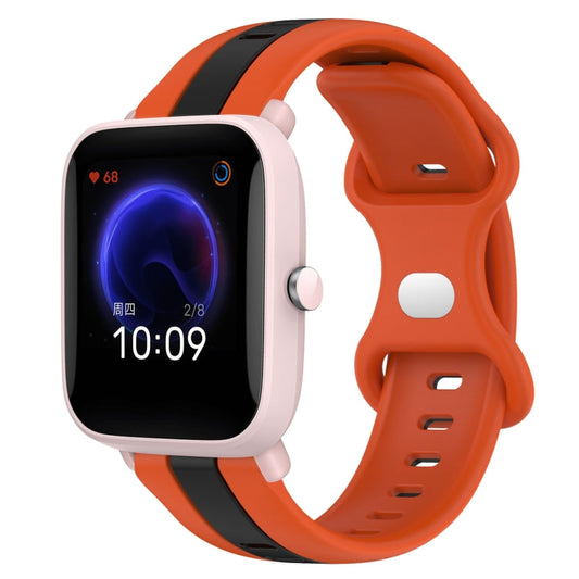 20mm Butterfly Buckle Two-Color Silicone Watch Band, For Amazfit Pop