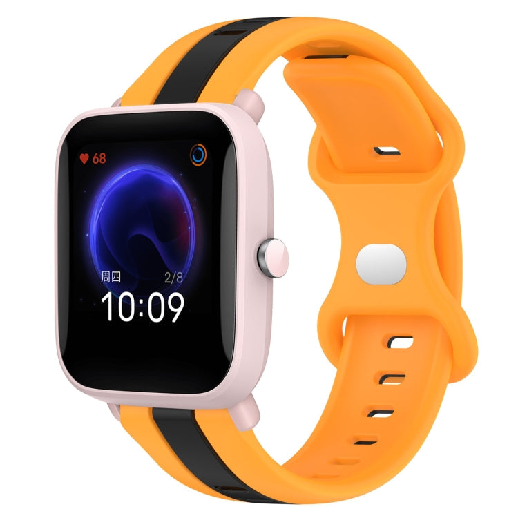 20mm Butterfly Buckle Two-Color Silicone Watch Band, For Amazfit Pop