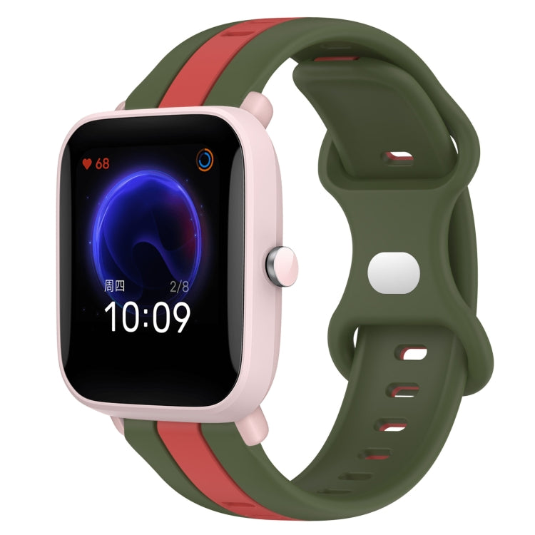 20mm Butterfly Buckle Two-Color Silicone Watch Band, For Amazfit Pop
