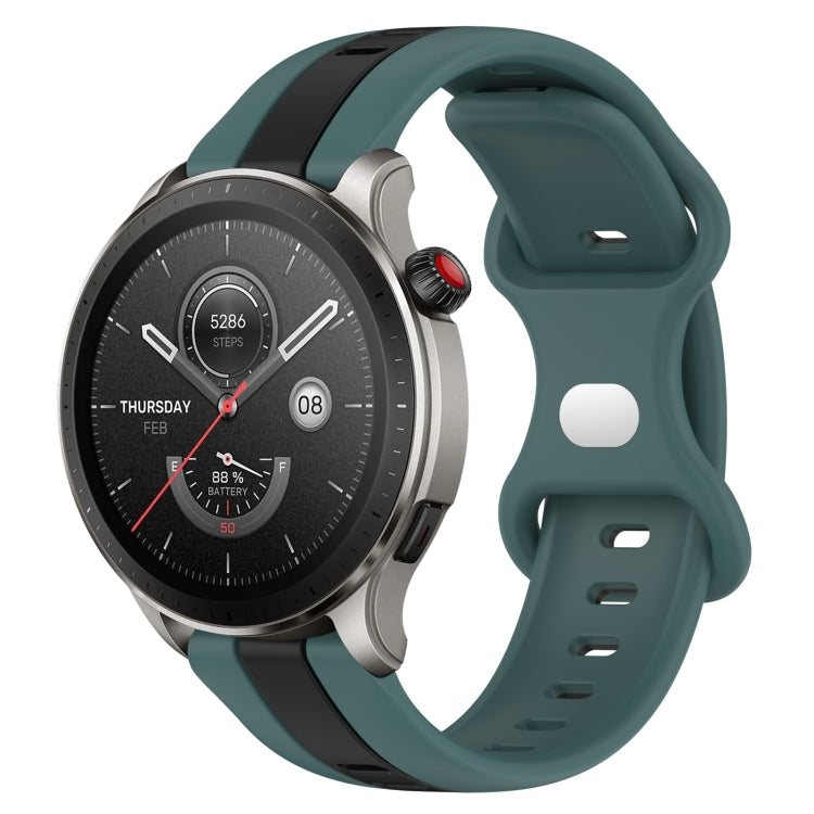 22mm Butterfly Buckle Two-Color Silicone Watch Band, For Amazfit GTR 4, For Amazfit GTR 3