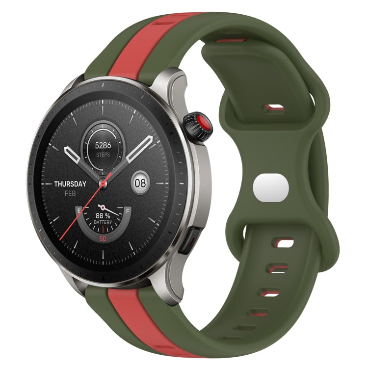22mm Butterfly Buckle Two-Color Silicone Watch Band, For Amazfit GTR 4, For Amazfit GTR 3