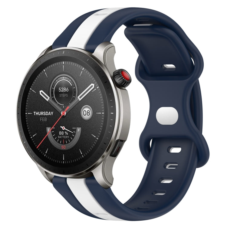 22mm Butterfly Buckle Two-Color Silicone Watch Band, For Amazfit GTR 4, For Amazfit GTR 3