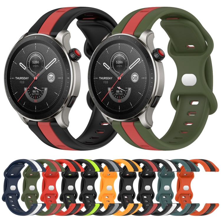 22mm Butterfly Buckle Two-Color Silicone Watch Band, For Amazfit GTR 4, For Amazfit GTR 3