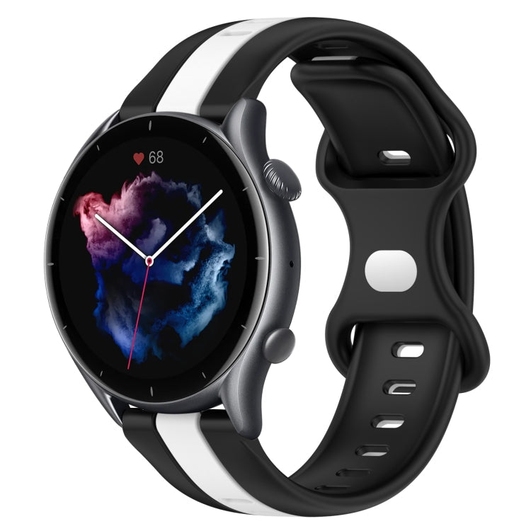 22mm Butterfly Buckle Two-Color Silicone Watch Band, For Amazfit GTR 3 Pro, For Amazfit GTR 2e