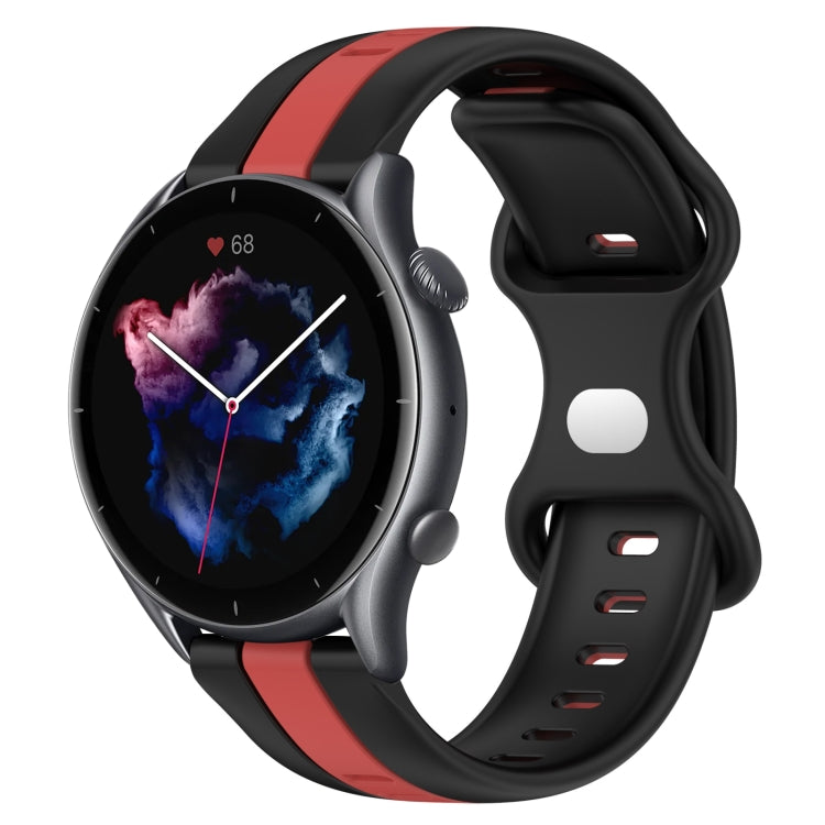 22mm Butterfly Buckle Two-Color Silicone Watch Band, For Amazfit GTR 3 Pro, For Amazfit GTR 2e