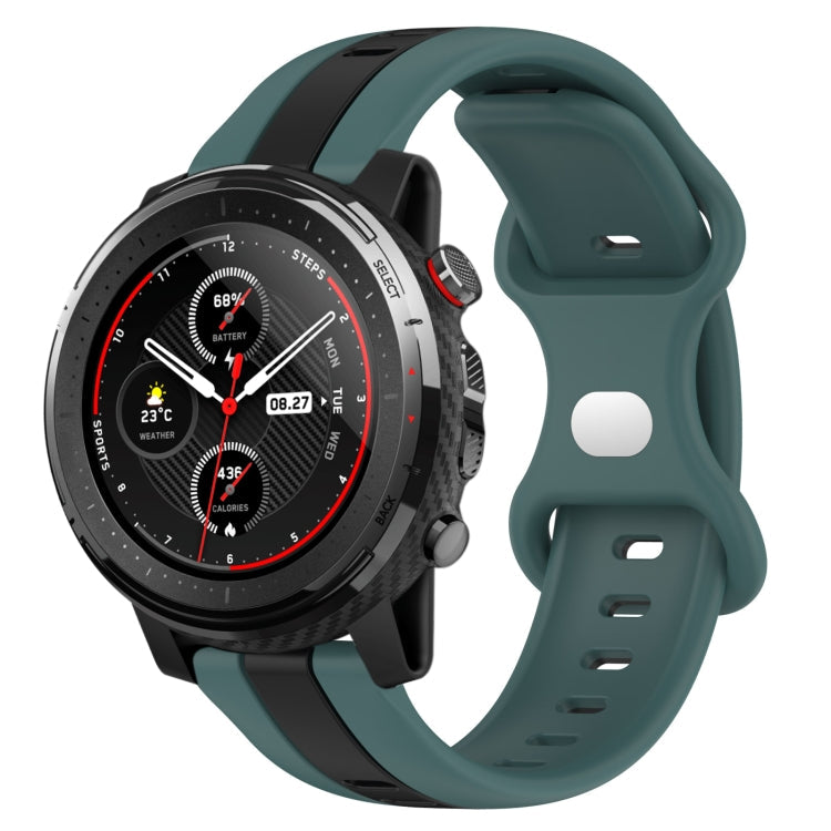 22mm Butterfly Buckle Two-Color Silicone Watch Band, For Amazfit GTR 2, For Amazfit 3