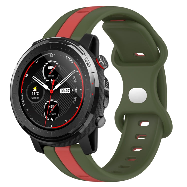 22mm Butterfly Buckle Two-Color Silicone Watch Band, For Amazfit GTR 2, For Amazfit 3