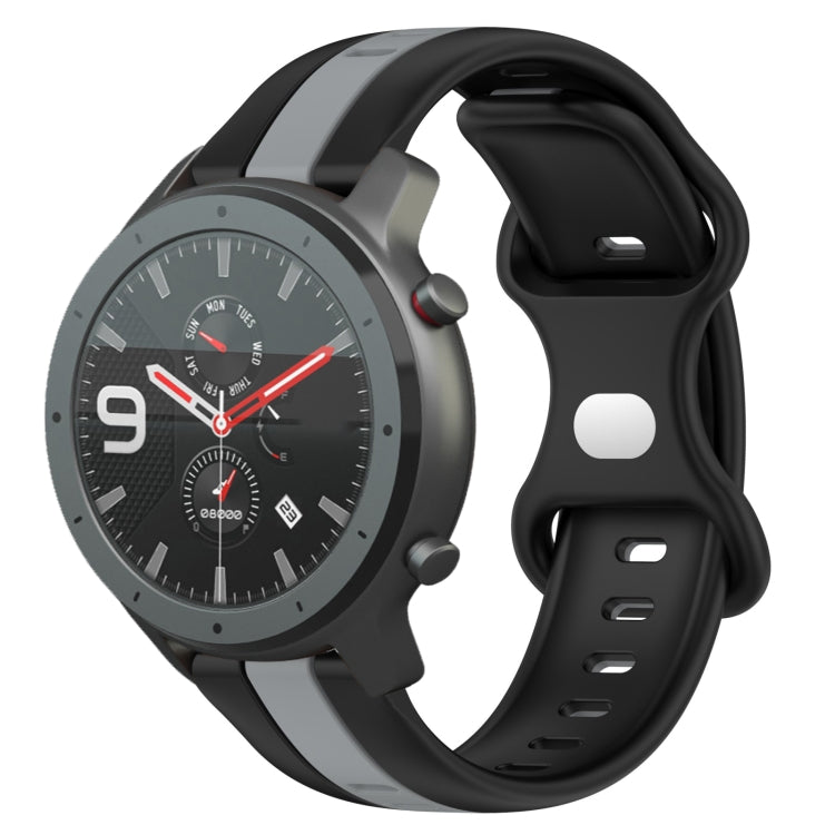 22mm Butterfly Buckle Two-Color Silicone Watch Band, For Amazfit GTR 47mm