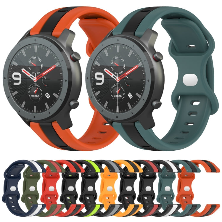 22mm Butterfly Buckle Two-Color Silicone Watch Band, For Amazfit GTR 47mm