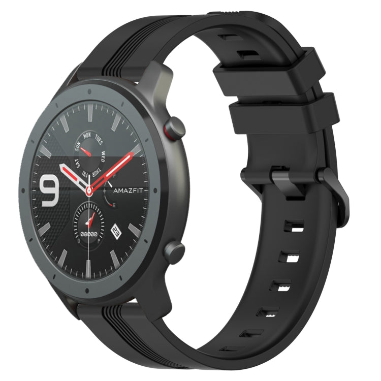 22mm Concave Striped Slicone Watch Band, For Amazfit GTR 47mm