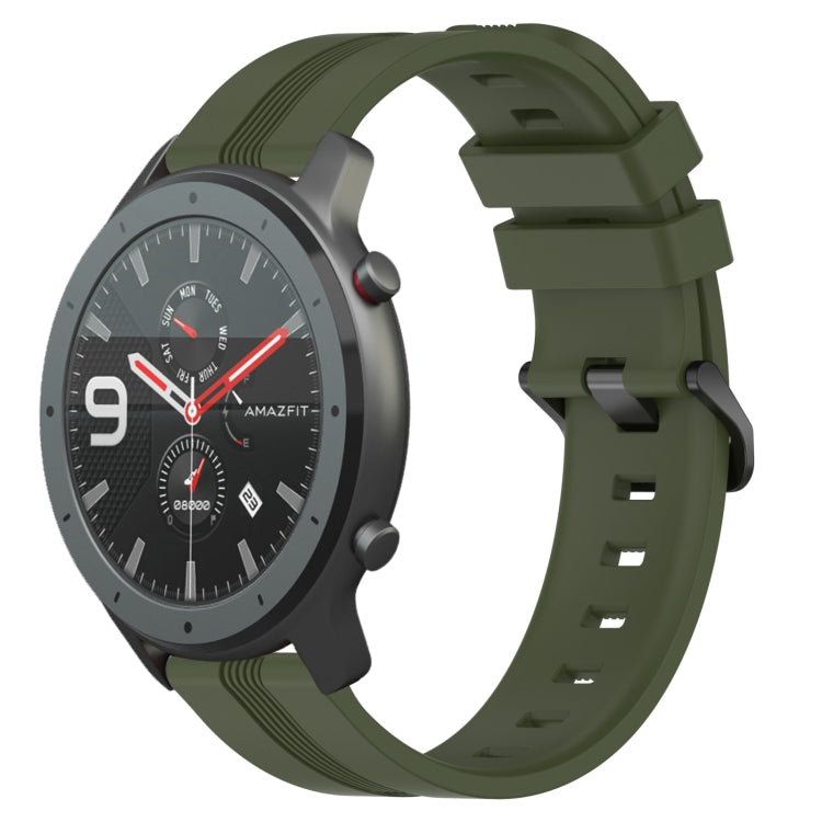 22mm Concave Striped Slicone Watch Band, For Amazfit GTR 47mm