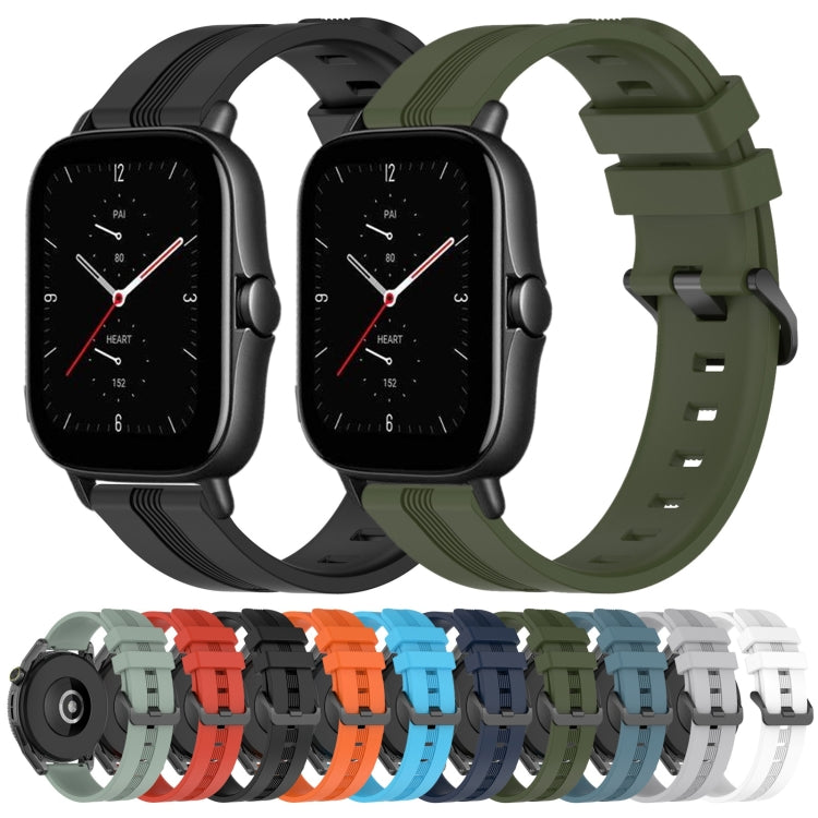 20mm Concave Striped Slicone Watch Band, For Amazfit GTS 2E, For Amazfit GTS 2 Mini