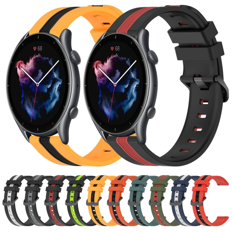 22mm Vertical Two-Color Silicone Watch Band, For Amazfit GTR 3, For Amazfit GTR 3 Pro