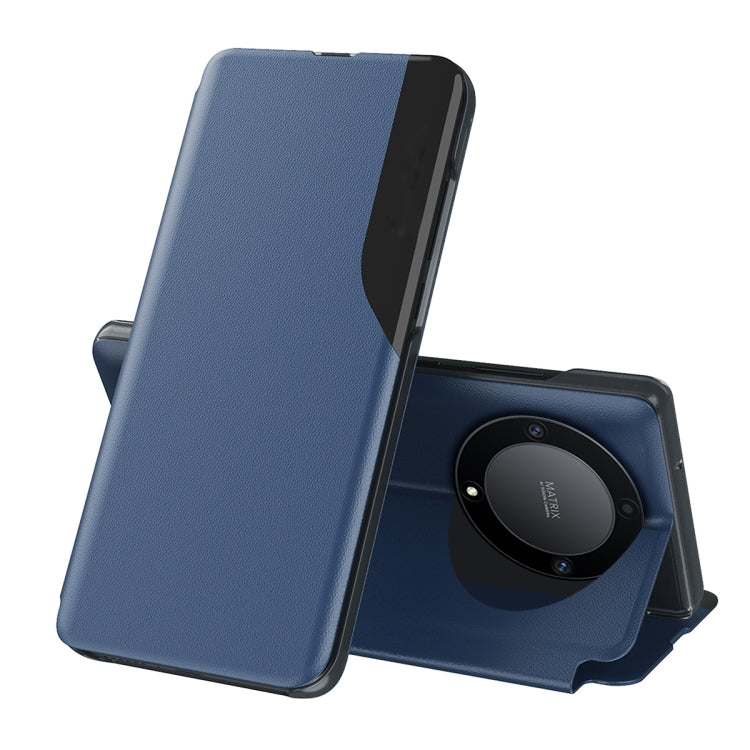 For Honor X9b Attraction Flip Holder Leather Phone Case(Blue)