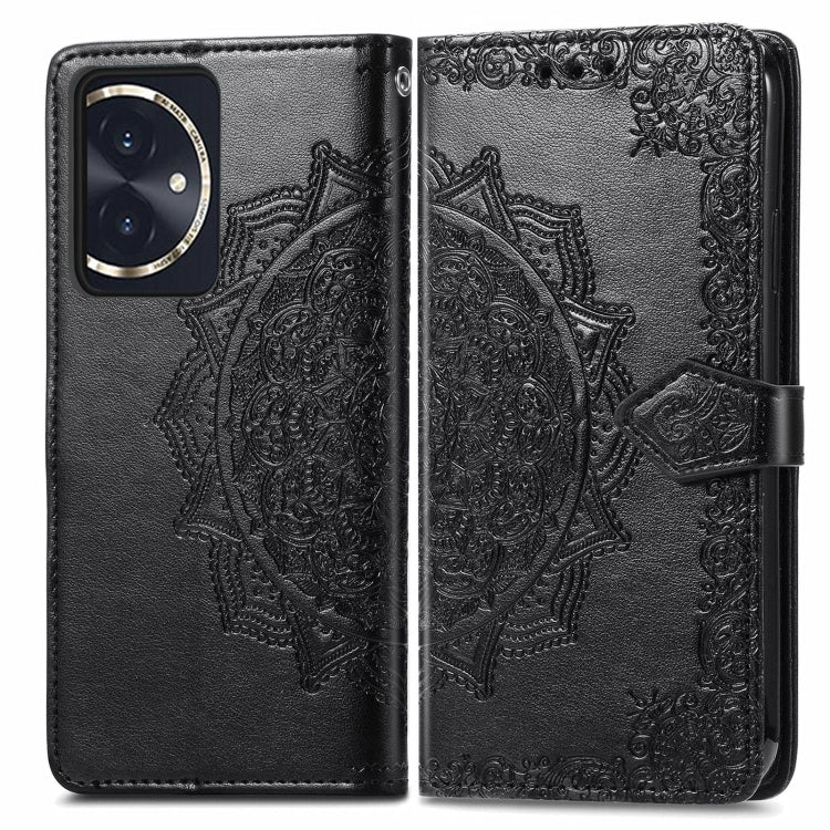 For Honor 100 Mandala Flower Embossed Leather Phone Case(Black)
