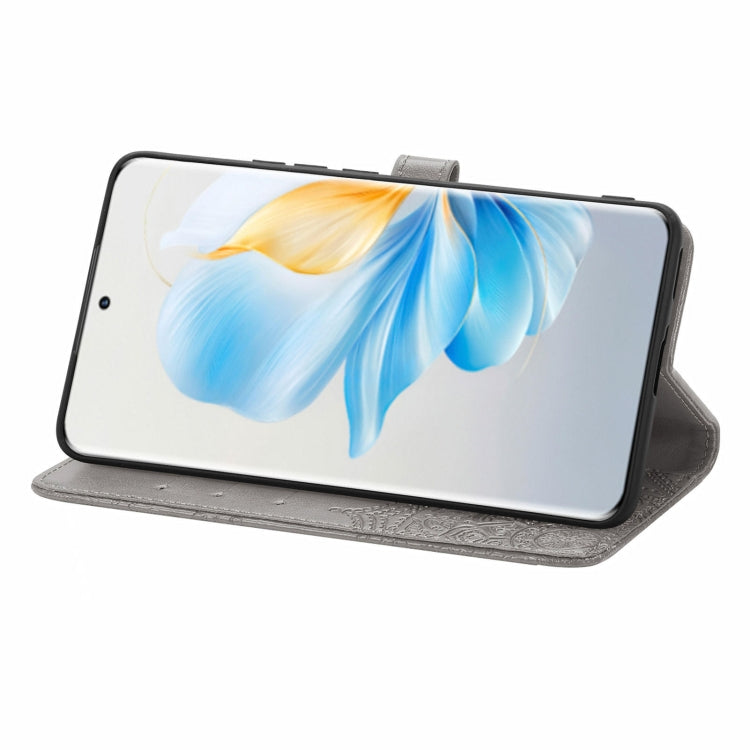 For Honor 100 Mandala Flower Embossed Leather Phone Case(Gray)