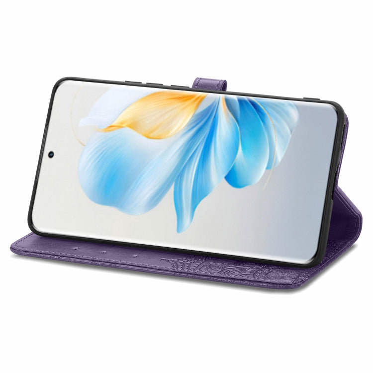 For Honor 100 Mandala Flower Embossed Leather Phone Case(Purple)