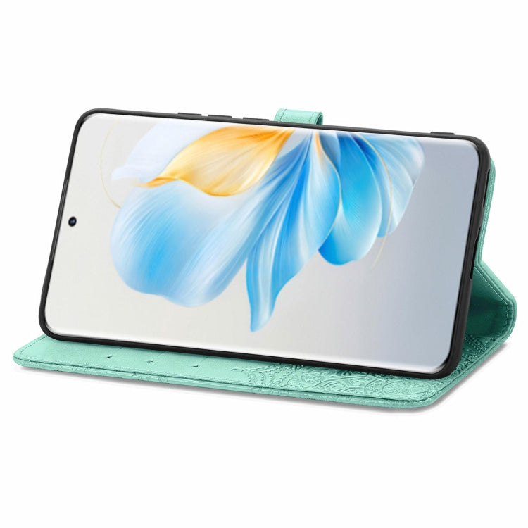 For Honor 100 Mandala Flower Embossed Leather Phone Case(Green)