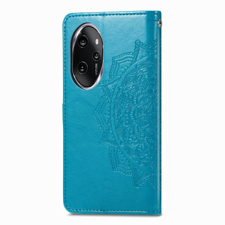 For Honor 100 Pro Mandala Flower Embossed Leather Phone Case(Blue)