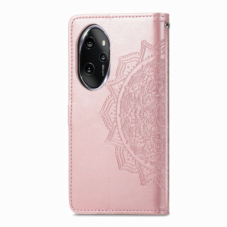 For Honor 100 Pro Mandala Flower Embossed Leather Phone Case(Rose Gold)