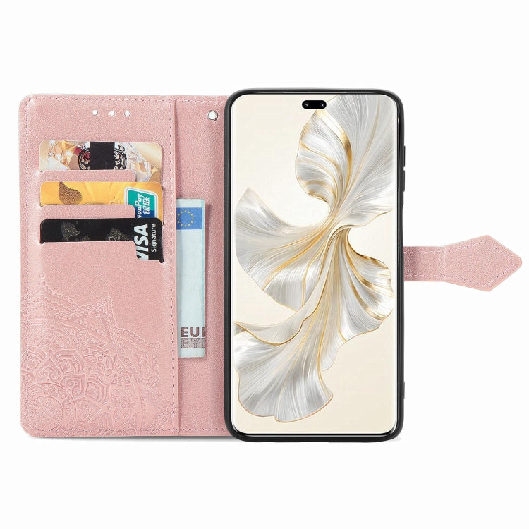 For Honor 100 Pro Mandala Flower Embossed Leather Phone Case(Rose Gold)