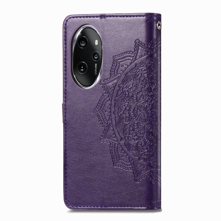 For Honor 100 Pro Mandala Flower Embossed Leather Phone Case(Purple)