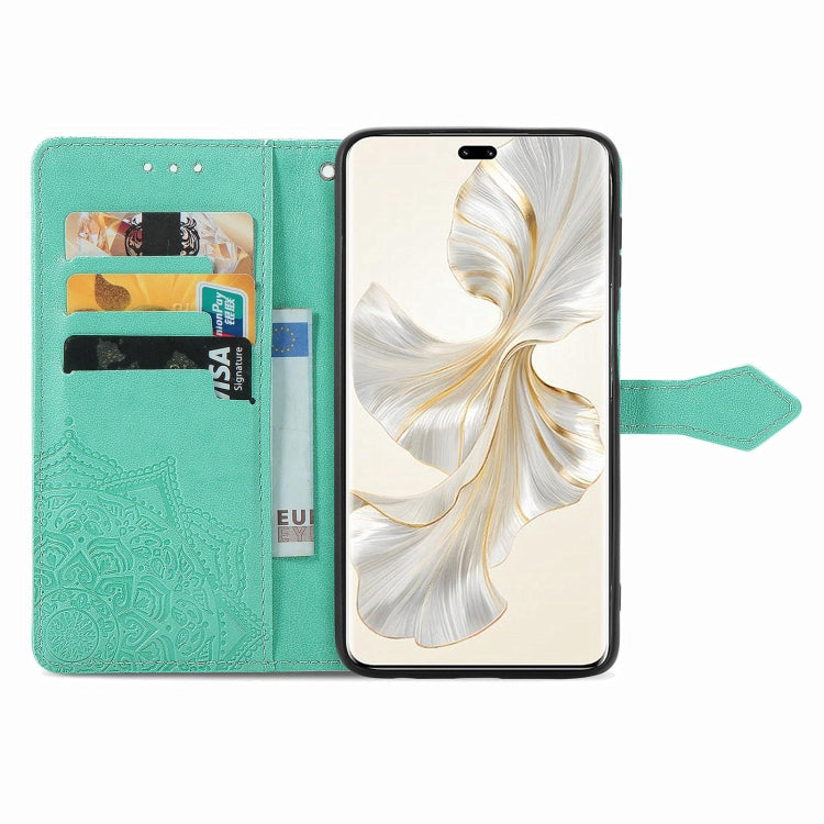 For Honor 100 Pro Mandala Flower Embossed Leather Phone Case(Green)