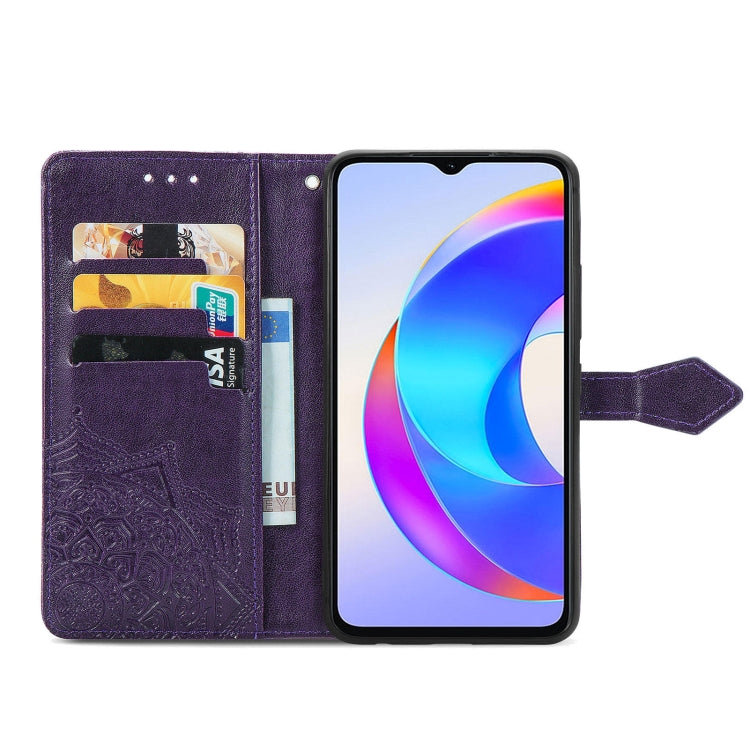 For Honor X5 Plus Mandala Flower Embossed Leather Phone Case(Purple)