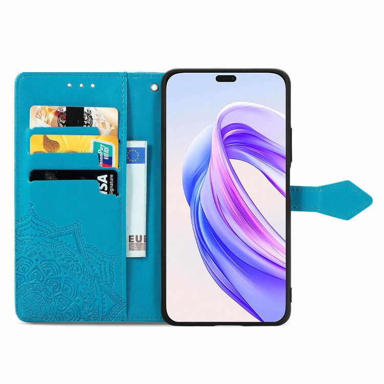 For Honor X50i+ Mandala Flower Embossed Leather Phone Case(Blue)