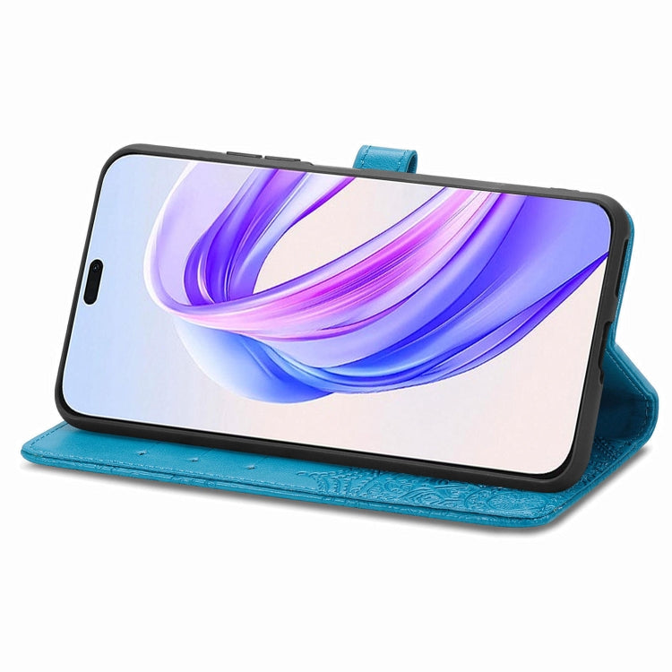 For Honor X50i+ Mandala Flower Embossed Leather Phone Case(Blue)