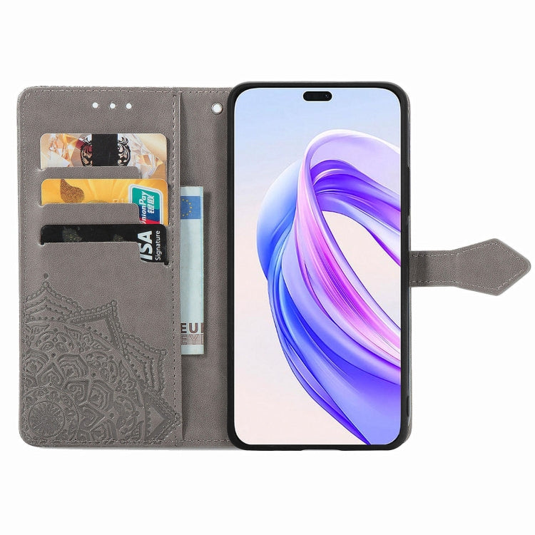 For Honor X50i+ Mandala Flower Embossed Leather Phone Case(Gray)