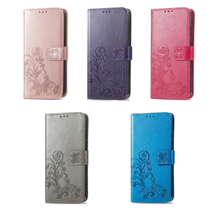 For Honor X9b Four-leaf Clasp Embossed Leather Phone Case(Purple)