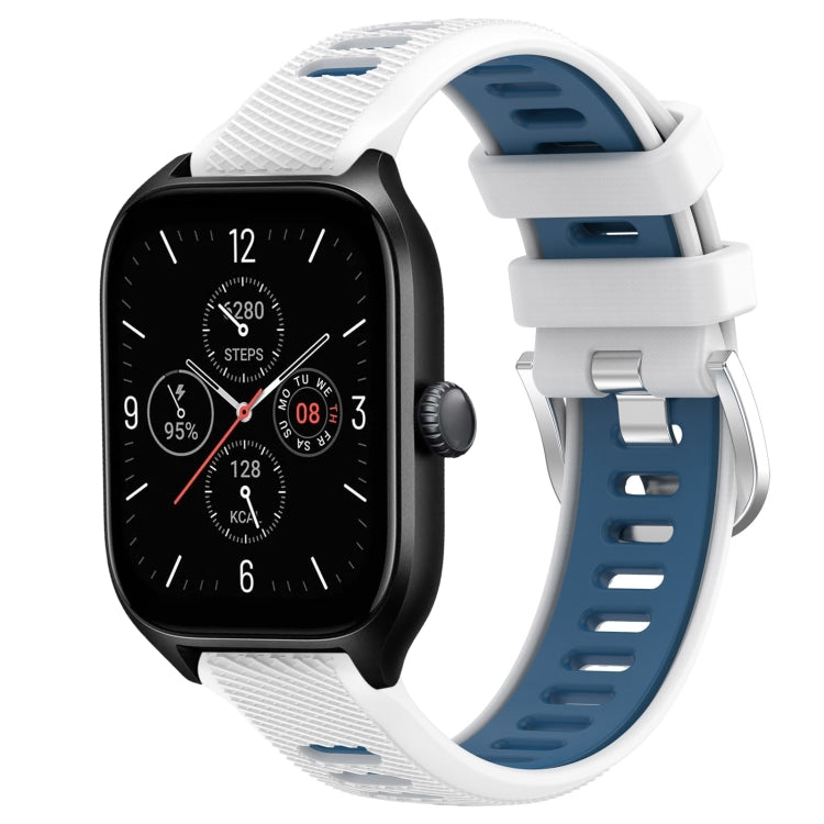 22mm Cross Texture Two Color Silicone Steel Buckle Watch Band, For Amazfit GTS 4, For Amazfit GTS 4 Mini