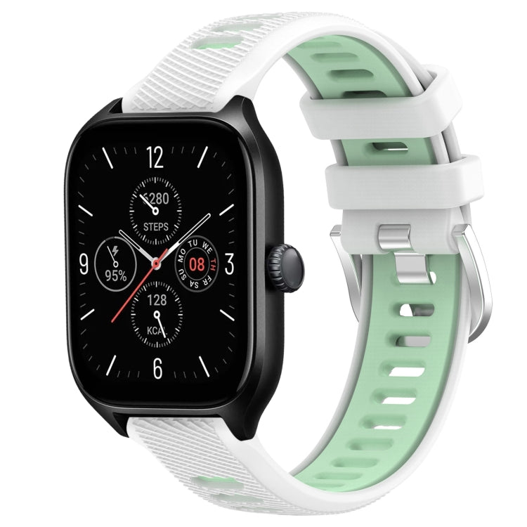 22mm Cross Texture Two Color Silicone Steel Buckle Watch Band, For Amazfit GTS 4, For Amazfit GTS 4 Mini