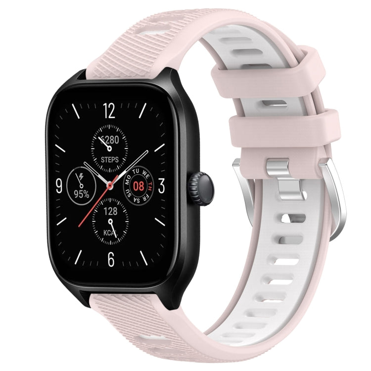22mm Cross Texture Two Color Silicone Steel Buckle Watch Band, For Amazfit GTS 4, For Amazfit GTS 4 Mini
