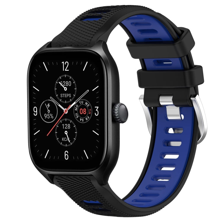 22mm Cross Texture Two Color Silicone Steel Buckle Watch Band, For Amazfit GTS 4, For Amazfit GTS 4 Mini