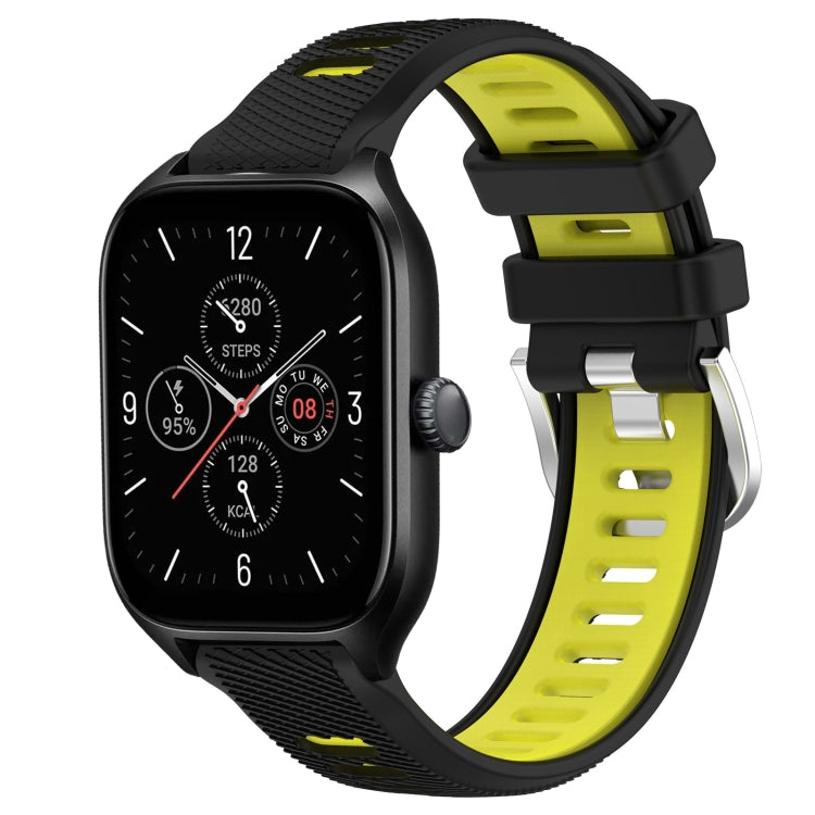 22mm Cross Texture Two Color Silicone Steel Buckle Watch Band, For Amazfit GTS 4, For Amazfit GTS 4 Mini