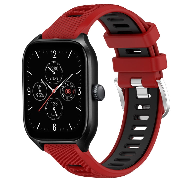 22mm Cross Texture Two Color Silicone Steel Buckle Watch Band, For Amazfit GTS 4, For Amazfit GTS 4 Mini