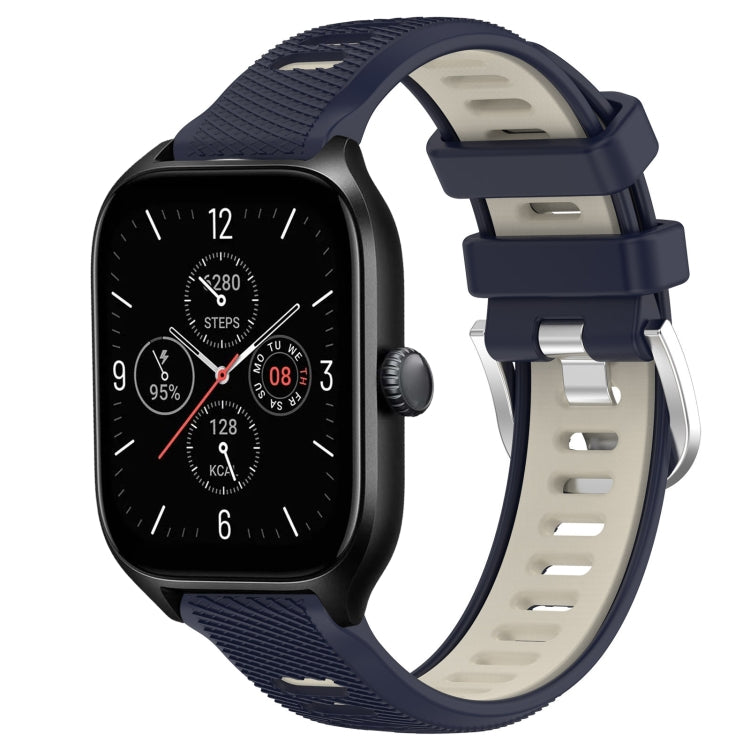 22mm Cross Texture Two Color Silicone Steel Buckle Watch Band, For Amazfit GTS 4, For Amazfit GTS 4 Mini